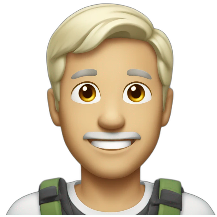 man short grey blond hair 50 years old cheeky grin emoji