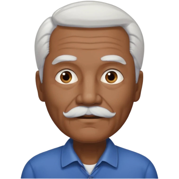 An elderly man emoji with medium-dark skin, swept-back white hair, thick eyebrows, and a short straight white mustache. emoji