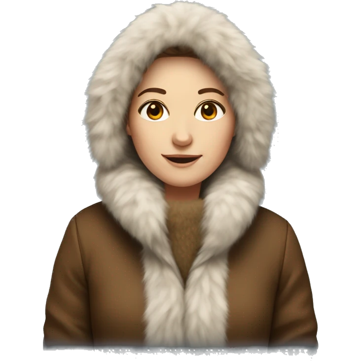 white woman with brown hair and full furrcoat andfurhat emoji