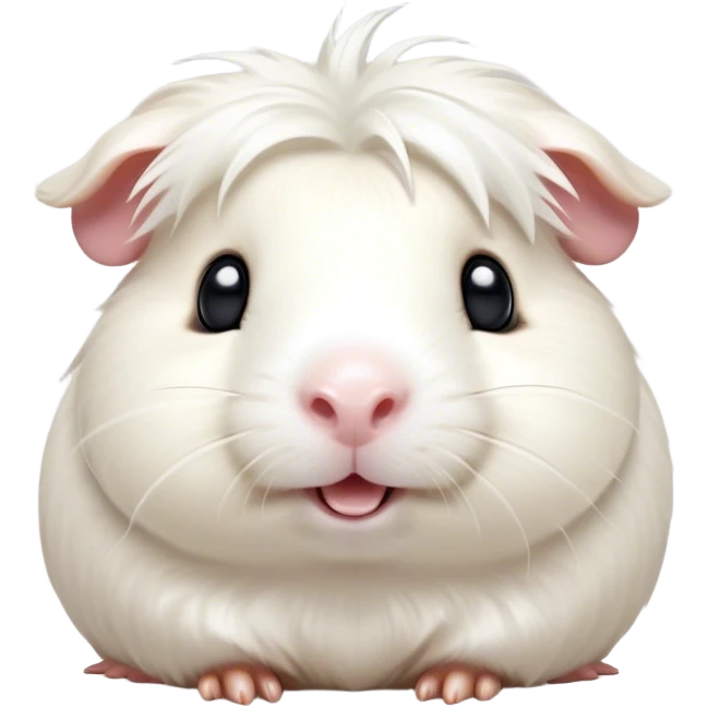 Cinematic Comical White Guinea Pig Portrait Emoji, Head tilted dramatically with an exaggeratedly amused expression, featuring a glossy, pristine white fur with an adorably scrunched face, wide, expressive dark eyes filled with playful disbelief, Simplified yet hilariously expressive features, highly detailed, glowing with a slightly sassy glow, high shine, dramatic yet playful, stylized with an air of cheeky mischief, bright and endearing, soft glowing outline, capturing the essence of a spirited and over-the-top guinea pig, so meme-worthy it feels like it could side-eye its way into internet fame instantly! emoji