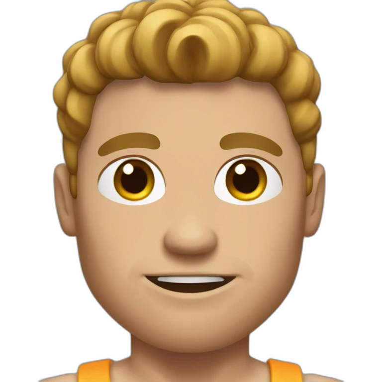 Bodybuilder, white skin, light brown hair emoji