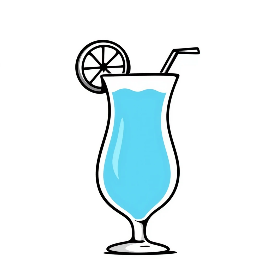 blue curaçao tropical cocktail in a hurricane glass, flat vector illustration emoji