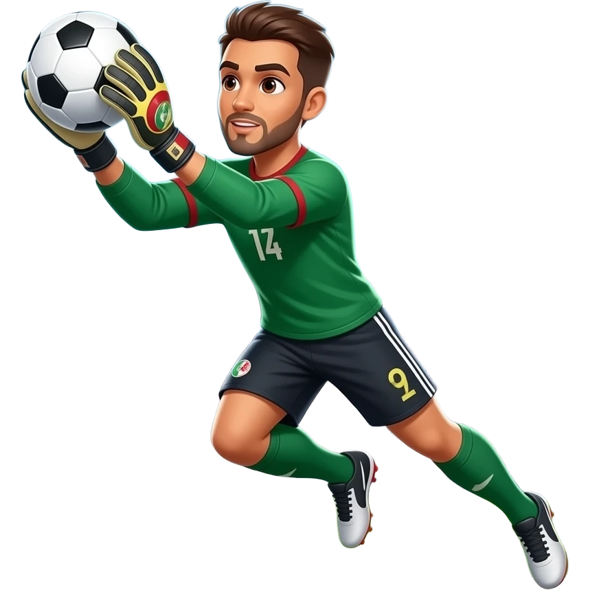 algerian goal keeper catching ball with two hands emoji