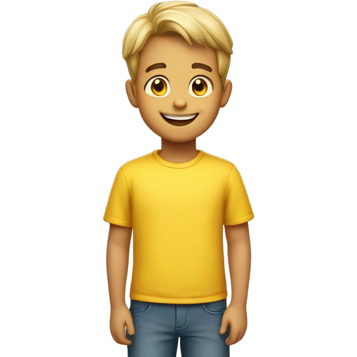 smiling boy in yellow shirt emoji