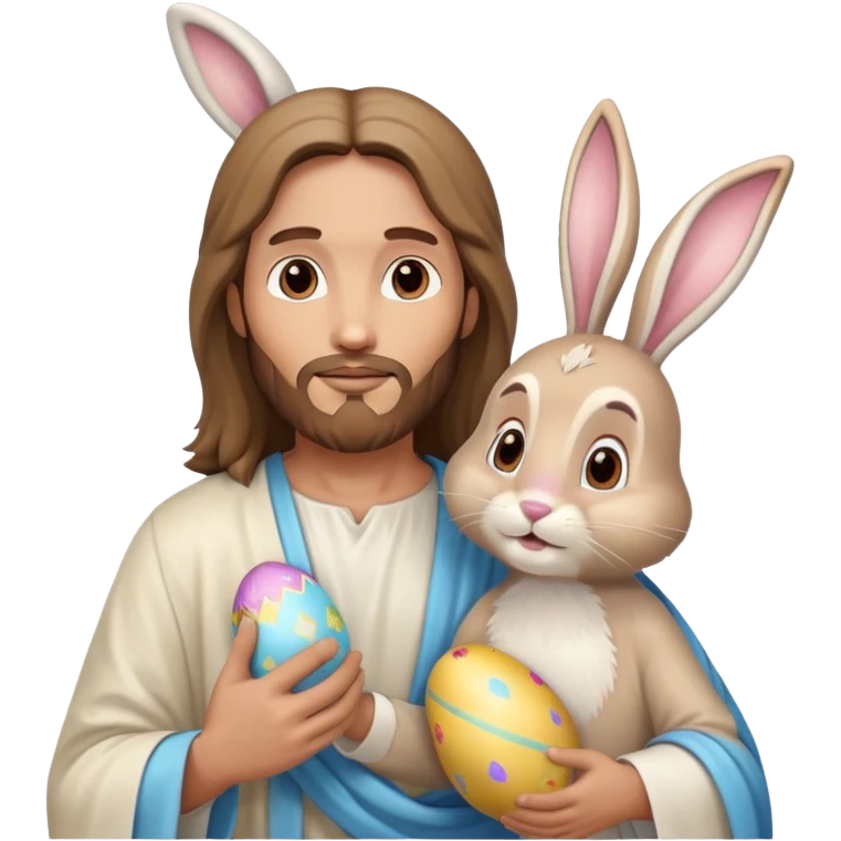 Jesus with Easter Bunny emoji