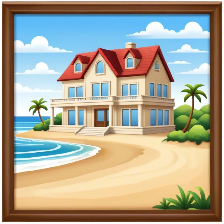 a big house next to beach emoji