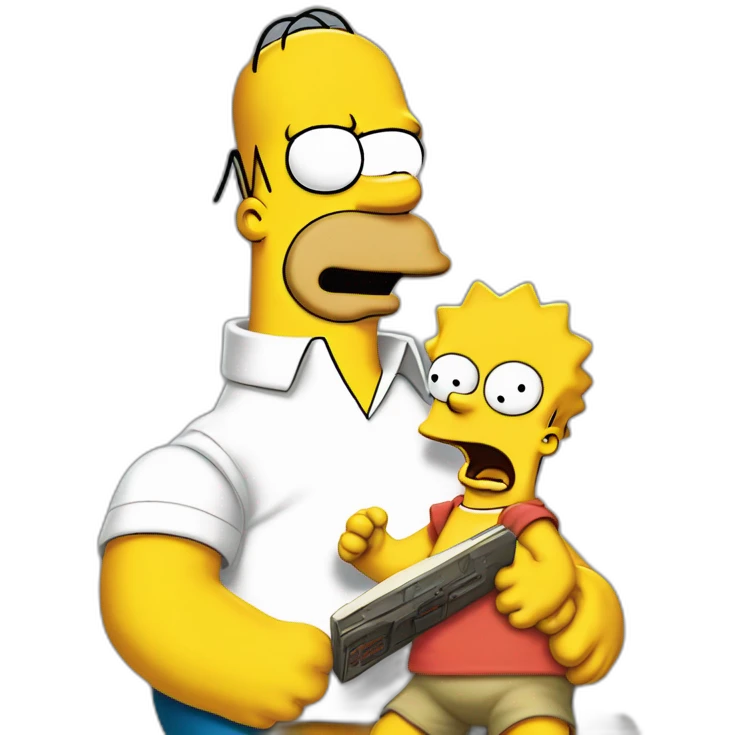 Homer Simpson losing his temper holding a 11 Bart Simpson ragdoll by it's neck emoji