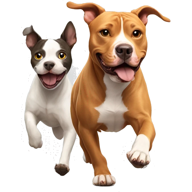 Cat and dog running from. Pit bull emoji