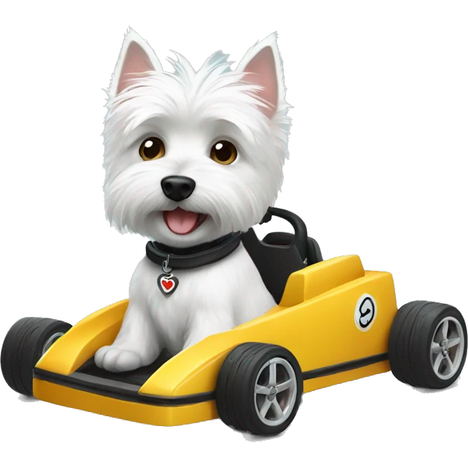 Westie in a go kart emoji