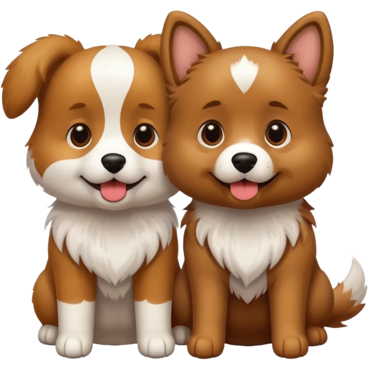 two dogs, with emoji