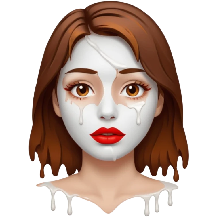 Brown Hair Woman , white paint , drip, face, hot  Sexy, lips emoji