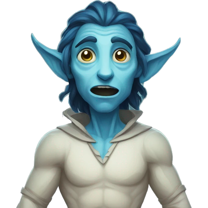 surprised stunned, firbolg spectral giant blue emoji
