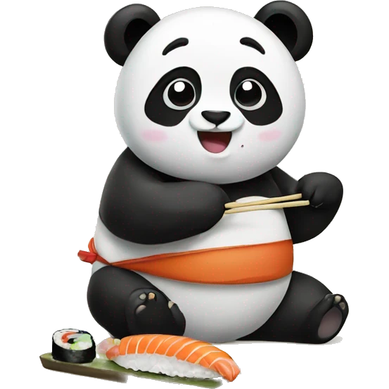 Panda eats sushi emoji