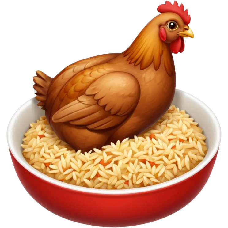 Bol rouge a bande noir vertical avec des nuggets et du riz melanger emoji