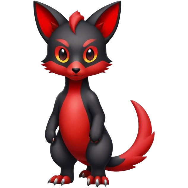 Cute cool black red animal hybrid Fakemon full body  emoji