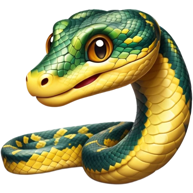 cinematic-cute-python-portrait-emoji,-head-tilted-playfully-and-inquisitively,-with-a-sleek,-patterned-body-accented-by-vibrant-scales-and-round,-sparkling-eyes-full-of-charm,-simplified-yet-irresistibly-adorable-features,-highly-detail  emoji