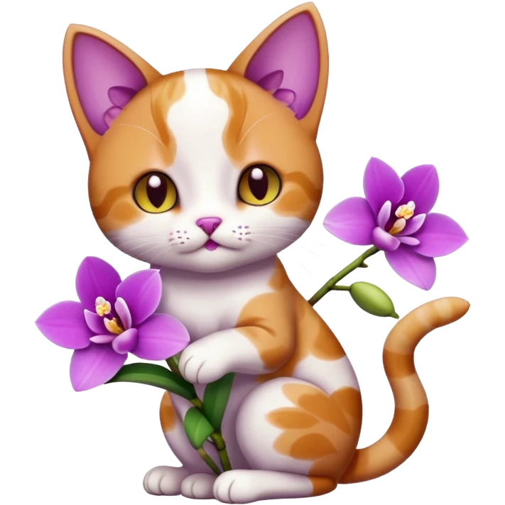 cat holding a spring orchid emoji