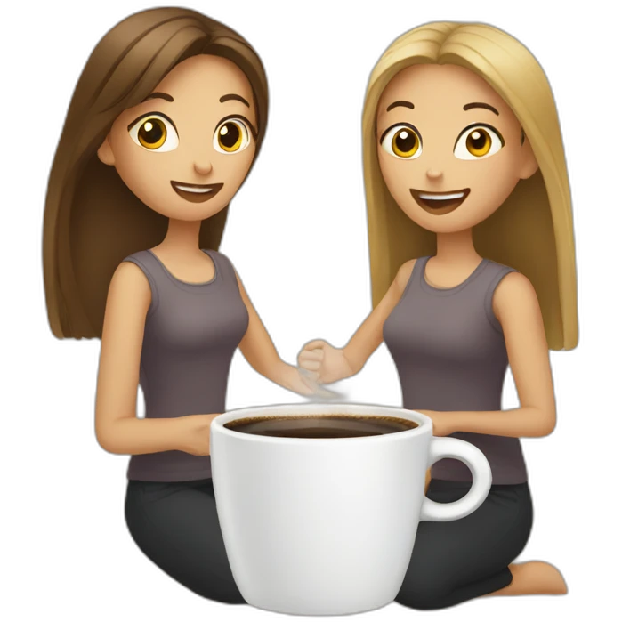 Two girls one cup of coffee emoji