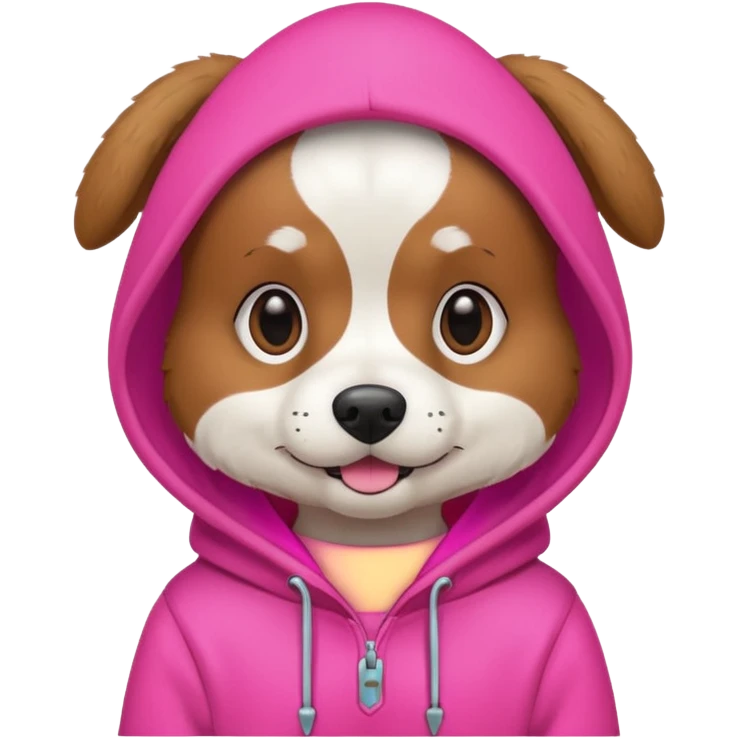 Dog wearing a neon pink hoody emoji