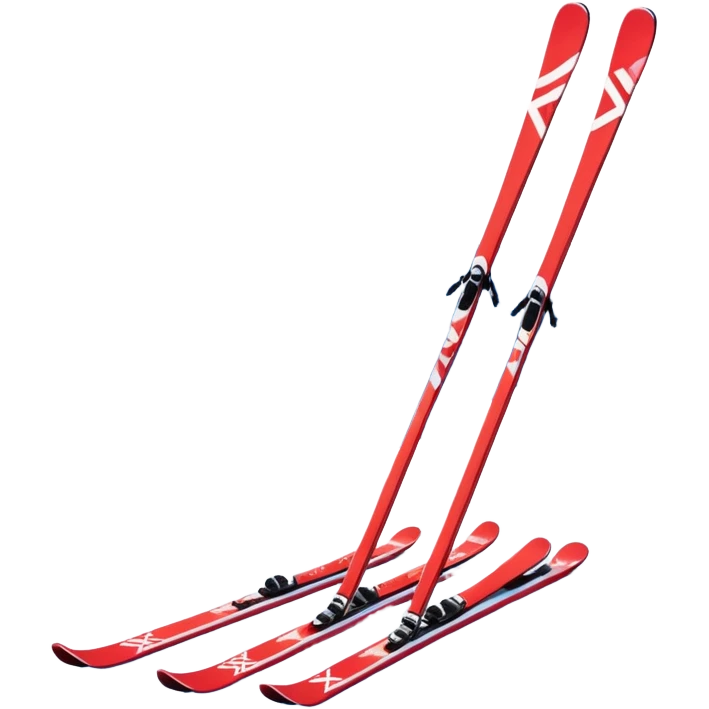 An icon featuring a pair of skis crossed over a snowy mountain backdrop. The design includes ski poles and snowflakes, symbolizing the thrill and speed of skiing. Transparent background highlights the winter sports spirit and the adventure of the slopes. emoji