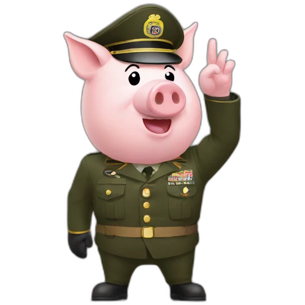 pig performs a military salute emoji