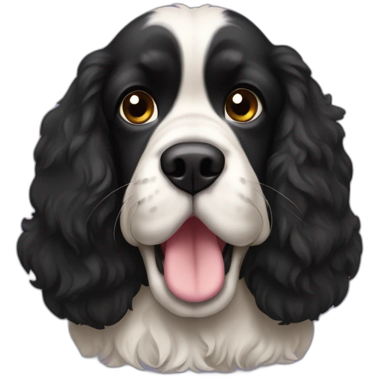 Black fat spaniel furry dog with floppy long ears emoji