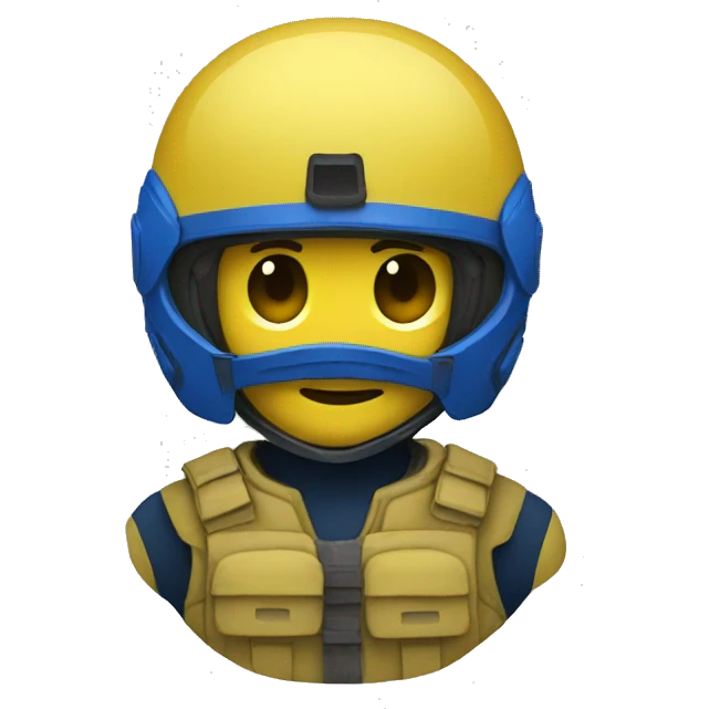 emoji yellow solider blue helmet emoji