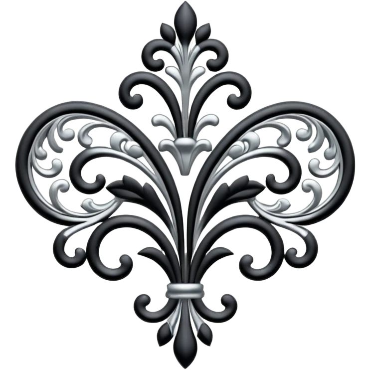 Black and silver filigree design, 3D, extremely detailed design emoji