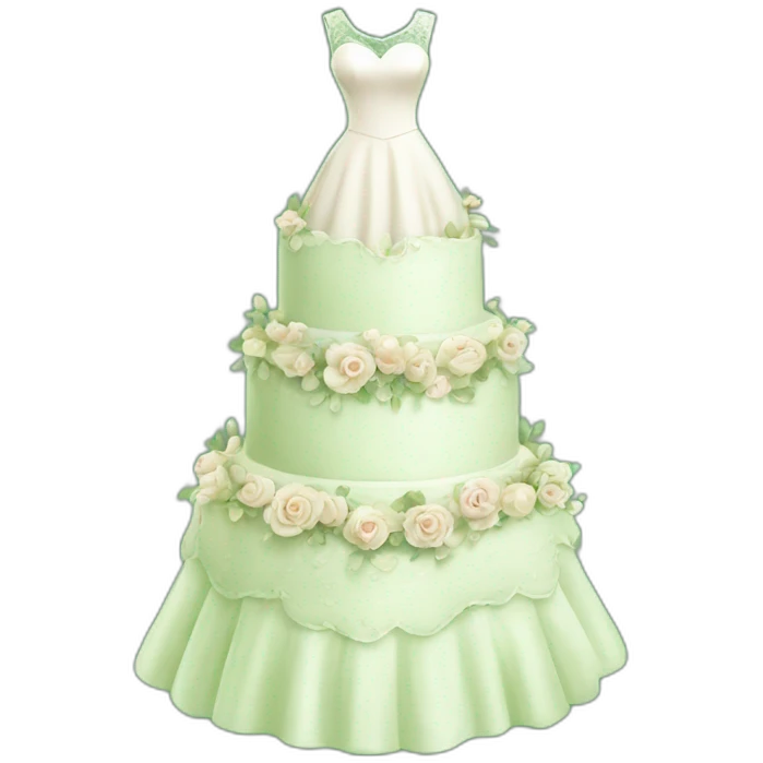 wedding cake on the green wedding dress emoji
