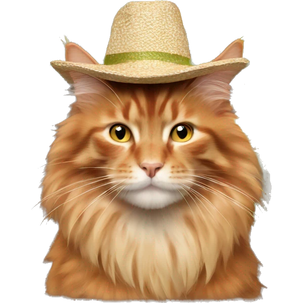 Red mainecoon cat with sunflower hat emoji