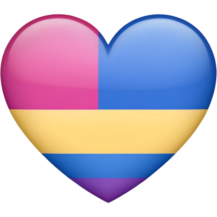 Heart half bisexual flag and half pansexual flag  emoji