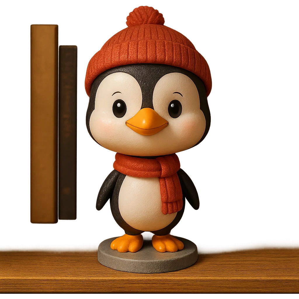 penguin with a scarf and hat, winter theme emoji