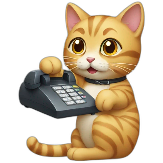 cute cat picking up phone emoji
