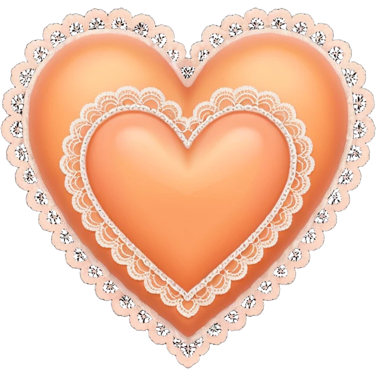 cute peach colored heart with lace trimming emoji
