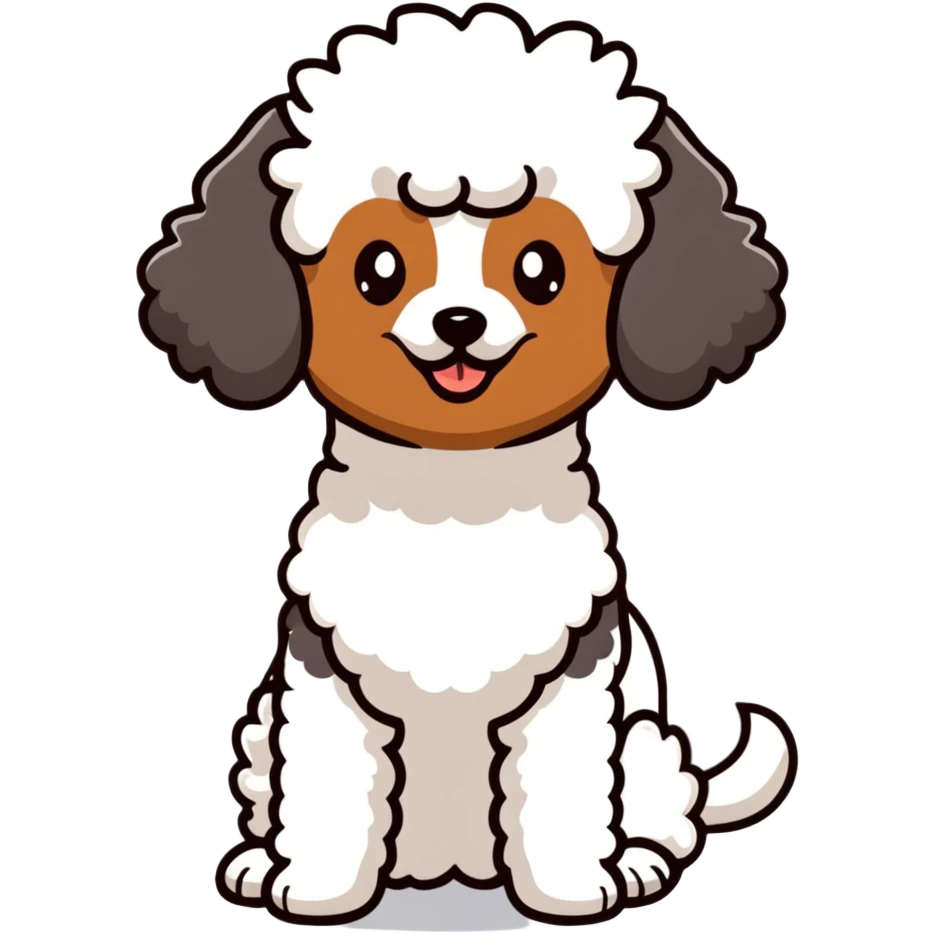 Brown and white poodle emoji