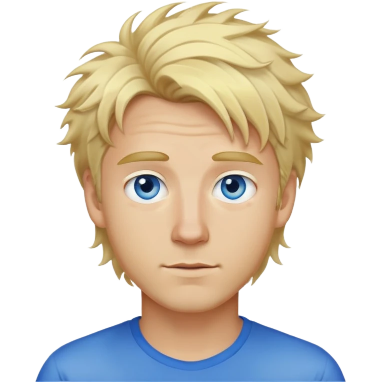 Gay man, tall, blonde, messy hair, blue eyes emoji