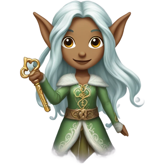 an elf woman login holding a big key emoji