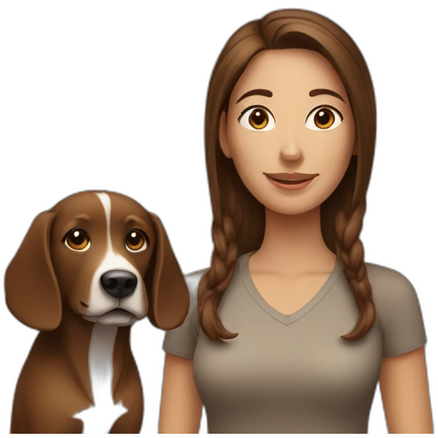 Medium Brown hair woman  and  Brown  dog emoji
