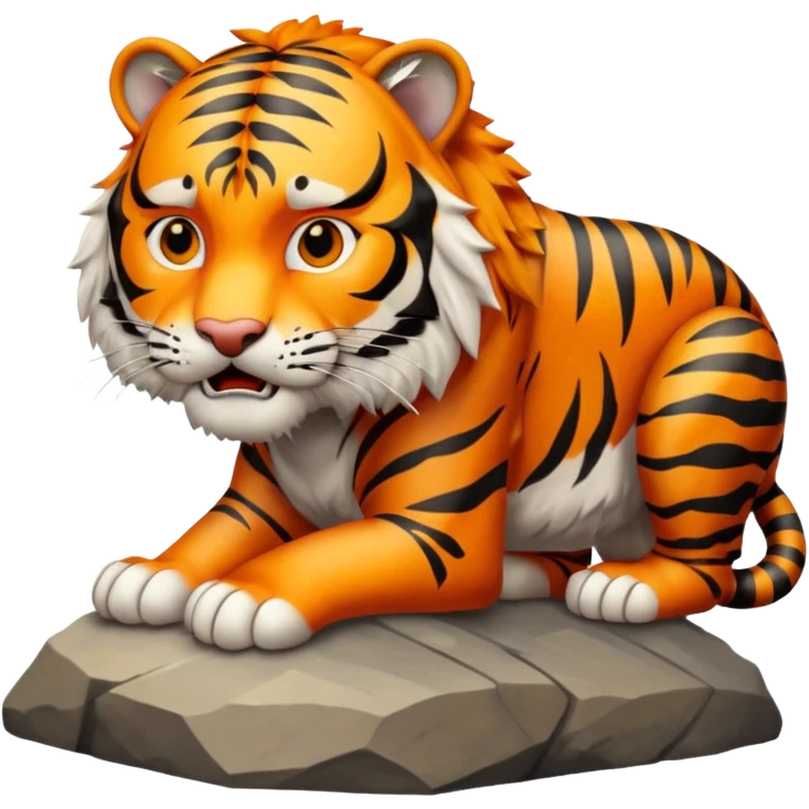 Tigre adulto feroz con la cara mas real no de caricatiraen la cima  emoji