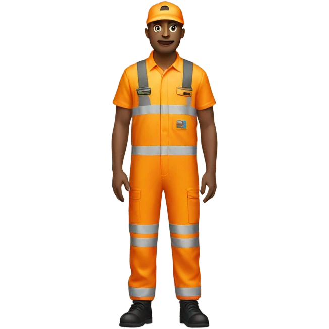man standing wearing orange hi visibility overalls  emoji