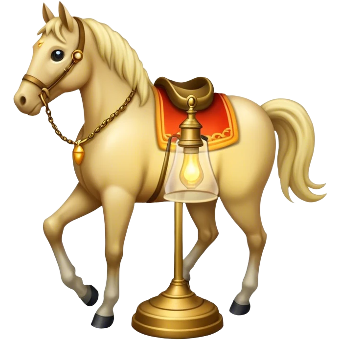 horse with a lamp around its neck emoji