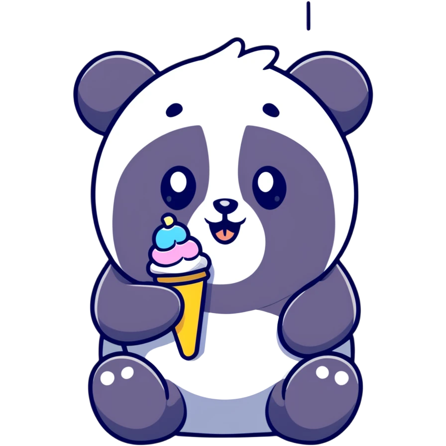 Panda eating ice cream emoji