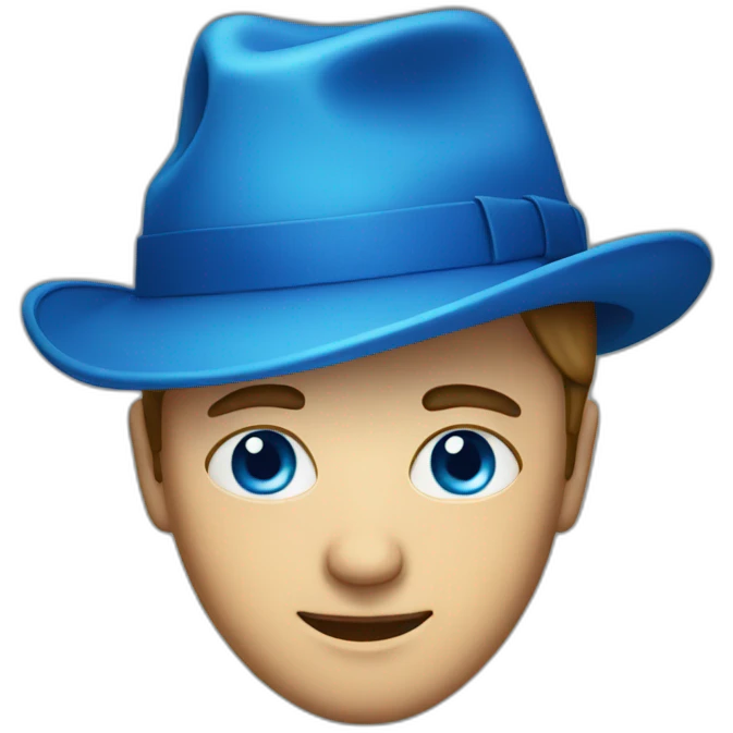man face with blue eyes with hat emoji