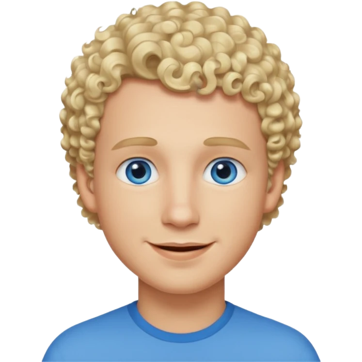Man with blue eyes, short curly blonde hair and thick lips emoji