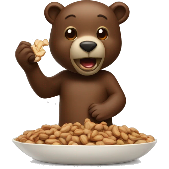 Mocha bear eating nuts emoji