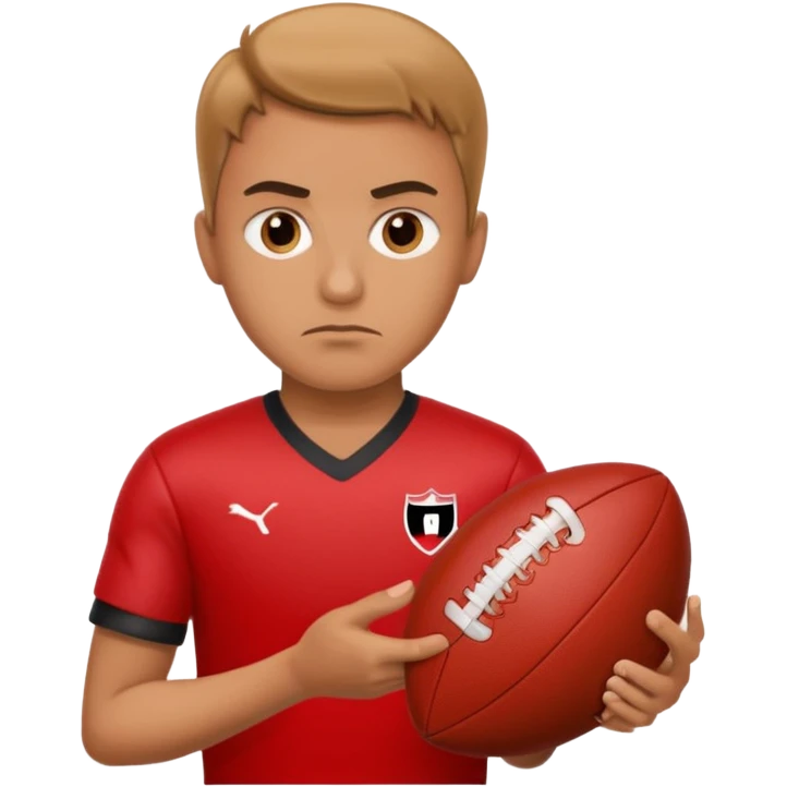 Изображение руки футбольного судьи, в руках которого красная карточка из футбола. Судья не улыбается emoji