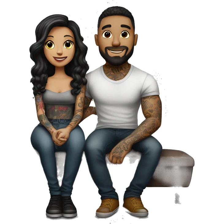 Romantic movie theater date for beautiful tattooed couple emoji