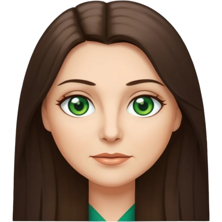 middle age woman with green eyes and long straight ashy brown hair  emoji