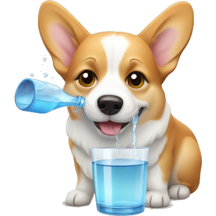 corgi drinking water emoji