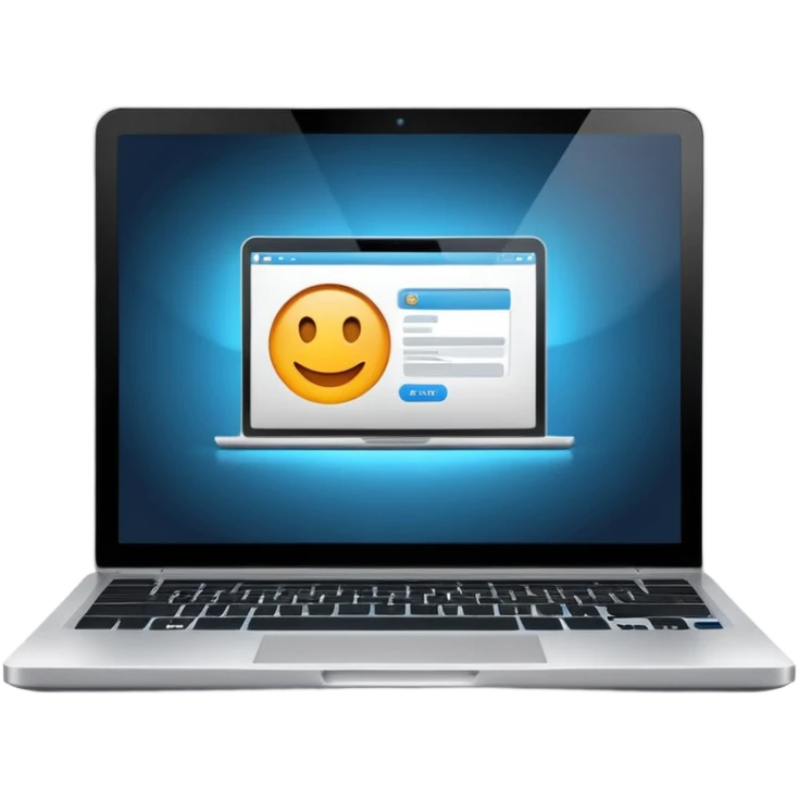 a laptop with a website opened on it emoji